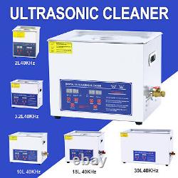 Digital Ultrasonic Cleaner Timer 2L/3.2L/10L/15L/30L Stainless Steel Cotainer UK