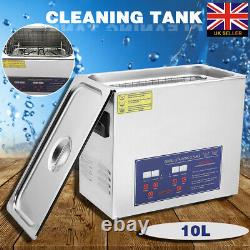 Digital Ultrasonic Cleaning Tank Ultra Sonic Bath Cleaner Timer Heated Metal 10L