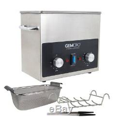 NEW GemOro 3QTH Next Gen Stainless Steel Ultrasonic Jewelry Cleaner With Basket