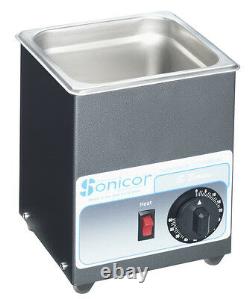 NEW! Sonicor Stainless Steel Ultrasonic Cleaner withHeat & Timer, 0.5 Gal S-50TH