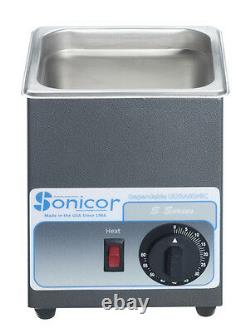 NEW! Sonicor Stainless Steel Ultrasonic Cleaner withHeat & Timer, 0.5 Gal S-50TH