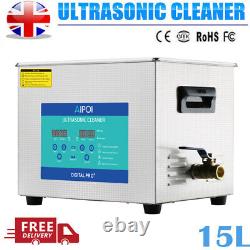 Professional 15L Digital Ultrasonic Cleaner Timer Heater 304 Stainless Steel UK