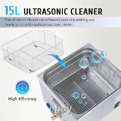 Professional Digital Ultrasonic Cleaner 15L Timer 304 Stainless Steel Cotainer