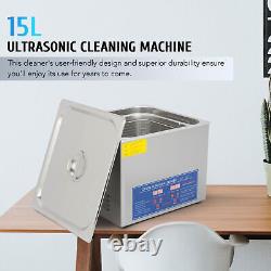 Professional Digital Ultrasonic Cleaner 15L Timer 304 Stainless Steel Cotainer