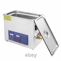 Stainless 10L Digital Ultrasonic Cleaning Tank Sonic Bath Cleaner Timer Heated