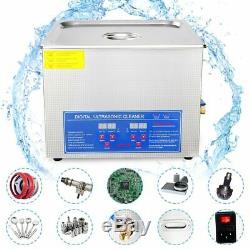 Stainless Steel 15L Digital Ultrasonic Cleaner Machine With Timer Heated 60Hz