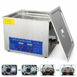 Stainless Steel 15L Digital Ultrasonic Cleaner Machine With Timer Heated 60Hz