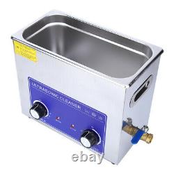 Stainless Steel Ultrasonic Cleaner Heated Cleaning Tank Machine with Basket (6L)