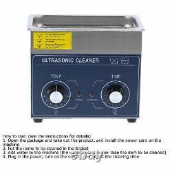 Ultrasonic Cleaner Knob Type Stainless Steel Cleaning Machine 3L with Basket New