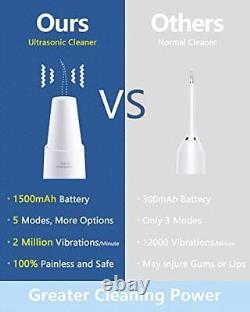 Ultrasonic Teeth Cleaner with 5 Modes, Rechargeable Teeth Whitening Kit, No Nee