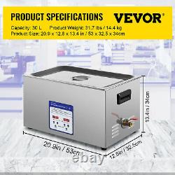 VEVOR Digital Ultrasonic Cleaner Ultrasonic Cleaning Machine 30L Stainless Steel
